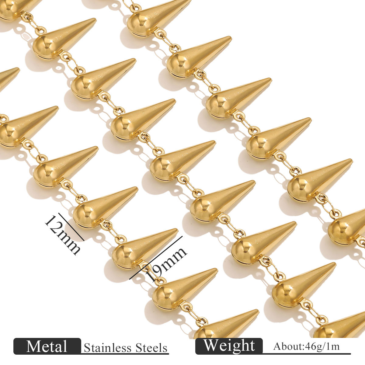 Stainless Steel Gold-plated Water Drop Hollow Chains Waterproof DIY Necklace Bracelet Jewelry Making Materials Wholesale
