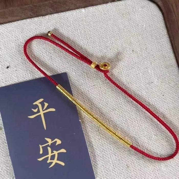 Tibetan Coiled Red Rope Bracelet with Artistic Style Simple and Exquisite Na Fu Hand Jewelry Adjustable Gold Color Bracelets