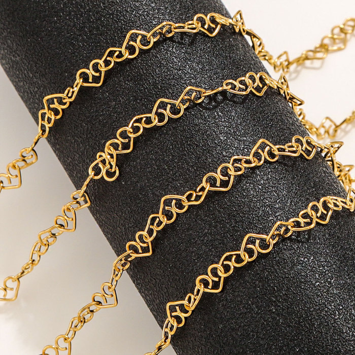 Stainless Steel Chains 4mm Love Heart Chain for Jewelry Making DIY Gold Color Bracelet Necklace Chain Accessories