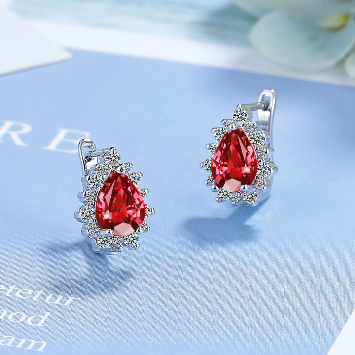 Trendy Water Drop Shape Earrings with Zircon Jewelry Accessories for Women Wedding Engagement Party Gift 922