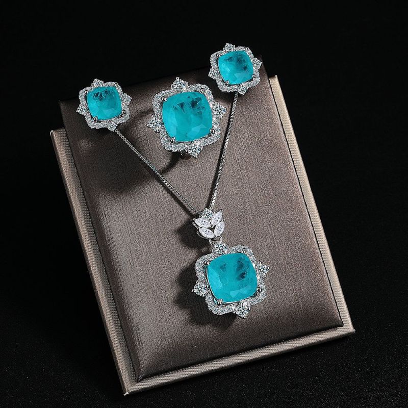 Luxury Women Necklaces Set High Quality Gem Necklace Earring Ring Jewelry for Women Wedding Birthday Gifts