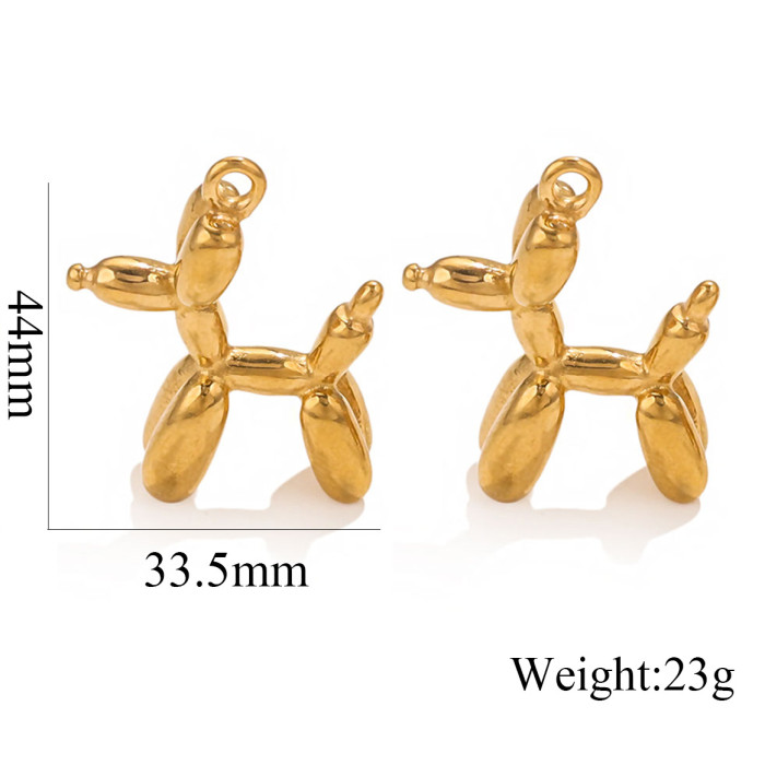 Stainless Steel Puppy Pendant Cute Three-dimensional Balloon Dachshund for DIY Necklace Bracelet Jewelry