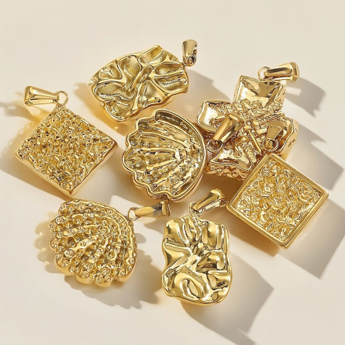 Gold Stainless Steel Shell Cross Pendant Fashion Charm DIY Jewelry Accessories Wholesale Direct Sales