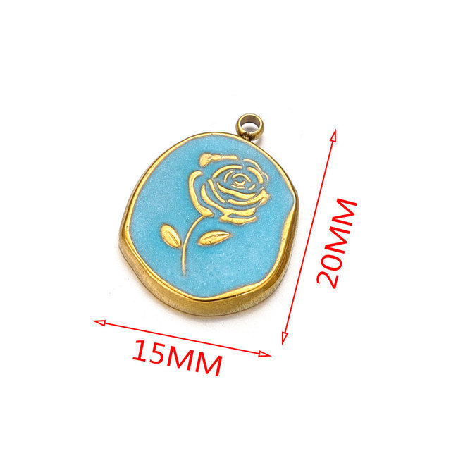 Stainless Steel Enamel Waterproof Rose Flower Charms for Bracelet DIY Earrings Jewelry Making Pendant Supplies