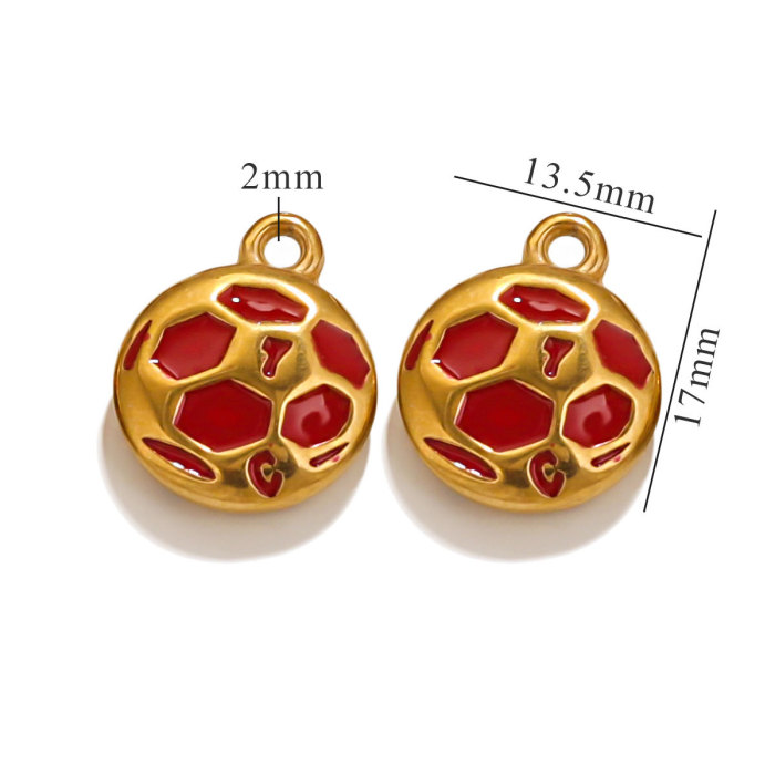 Enamel Round Ball Soccer Charm Sports Pendant Fit Bracelet Necklaces DIY Handmade Jewelry Finding Stainless Steel Accessory