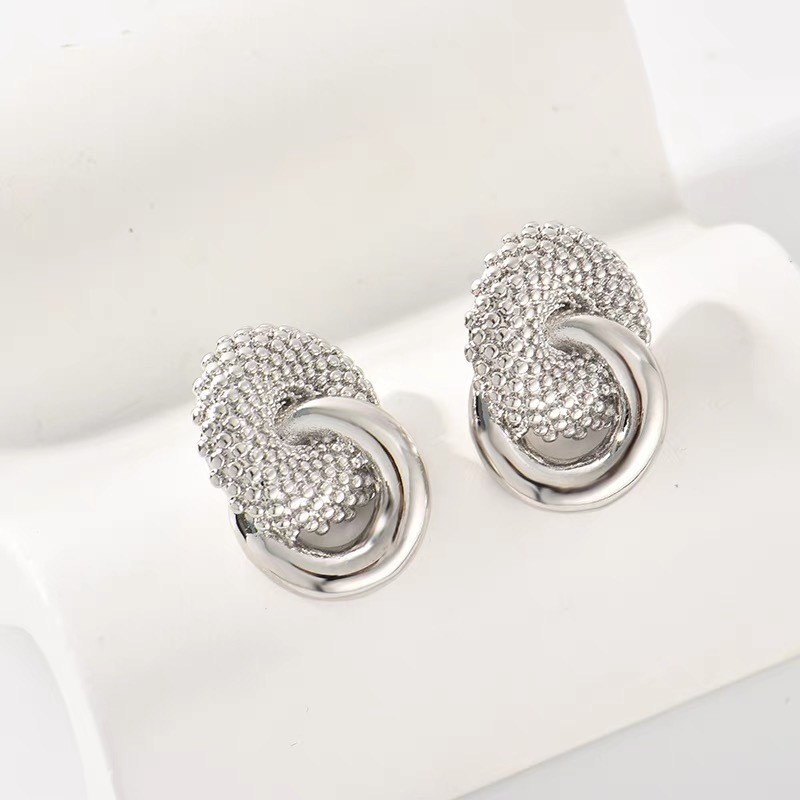 Fashion Style Copper with 18K Double Ball Twist Hoop Earrings Punk Party Jewelry