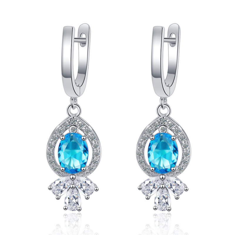 Oval Pear Drop Earrings for Women Fashion Statement Green Gemstone Jewelry