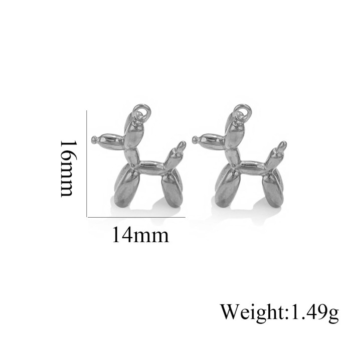 Stainless Steel Puppy Pendant Cute Three-dimensional Balloon Dachshund for DIY Necklace Bracelet Jewelry