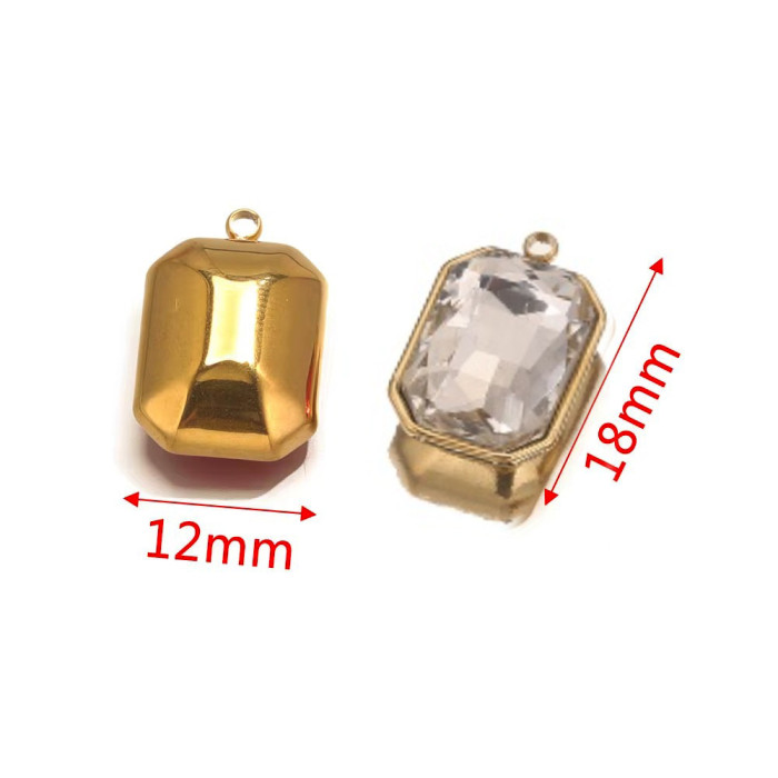 High quality Square Shape Crystal Charms Pendants For Jewelry Making Bracelet Necklace Keychain Accessories