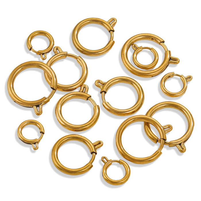 Stainless Steel Spring Clasp Round Keychain Clips Hook Buckles Connector for Bracelet Necklace DIY Jewelry Making Supplies