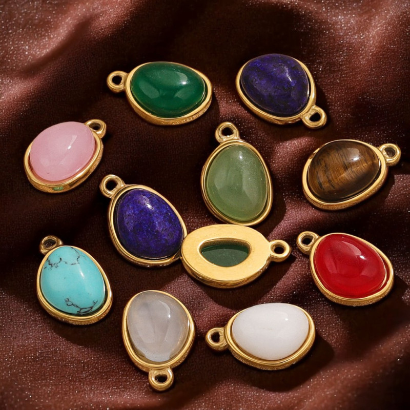 New 18K Gold Plated Natural Stone Waterdrop Charms DIY for Pendant Necklace Earrings Jewelry Findings Accessories