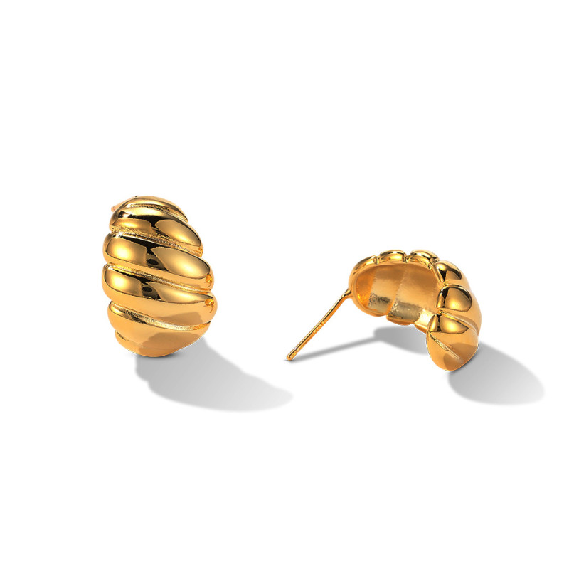 Vintage Gold Plated Twisted Stud Earrings for Women Creative Twist Ear Buckle Small Jewelry Gifts