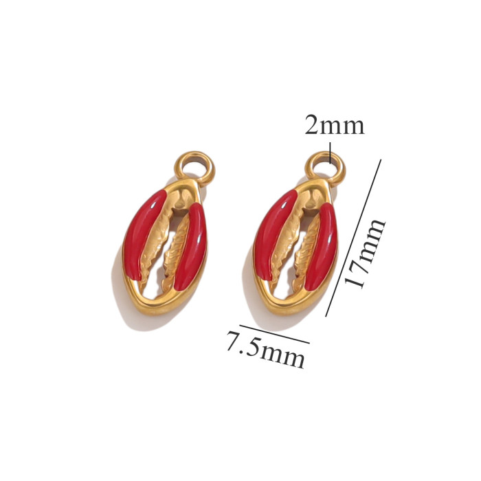 Stainless Steel Multicolour Enamel Cowrie Shell Charms Pendants for DIY Bracelets Necklace Jewelry Making Accessories