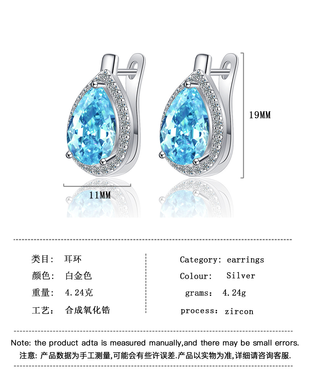Chic Zircon Water Drop Hoop Earrings for Fashion Women Geometric Fine Jewelry Minimalist Accessories