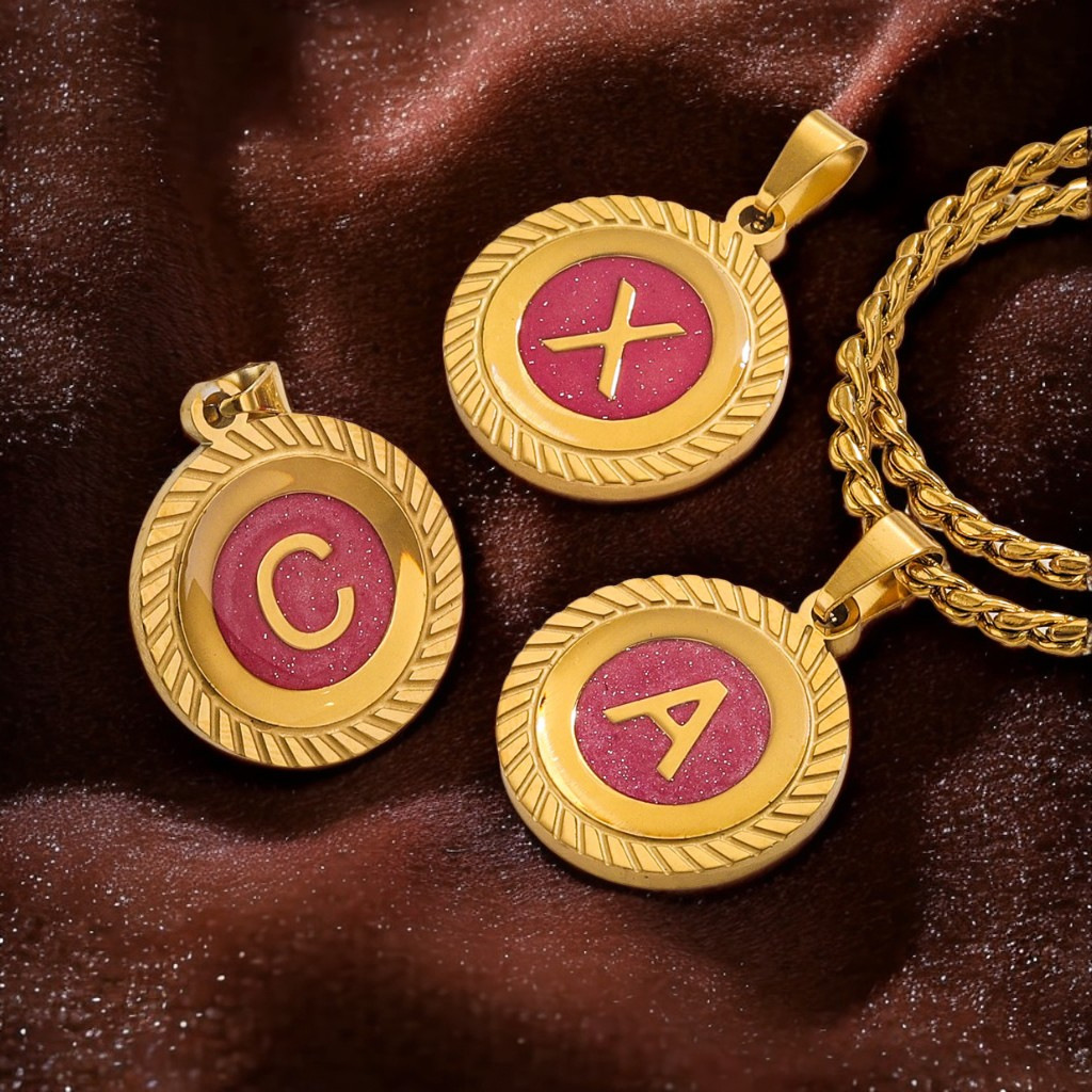 A-Z Stainless Steel Enamel Colorful Pendant Hang Letters Fit DIY Bracelet Pet Collar Necklace Jewelry Making