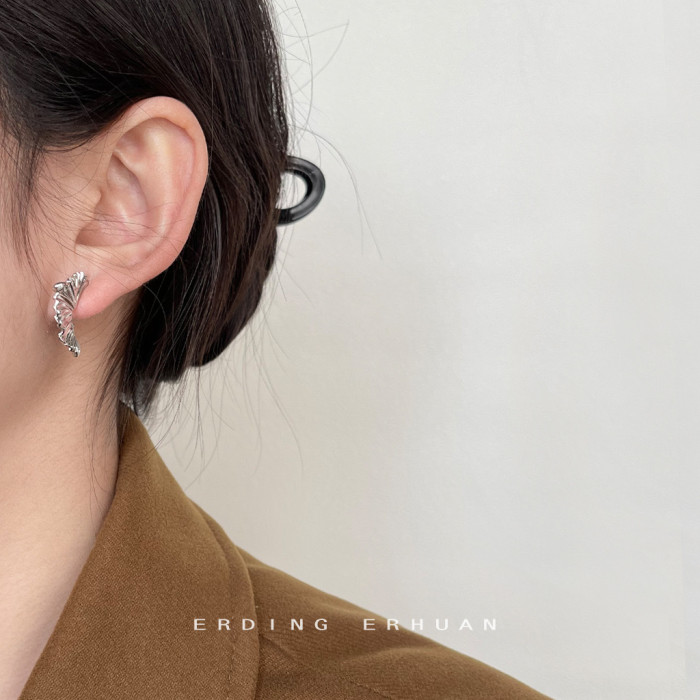 Irregular C Shaped Earrings for Women Gold Color Earring Trending Wedding Party Aesthetic Jewelry