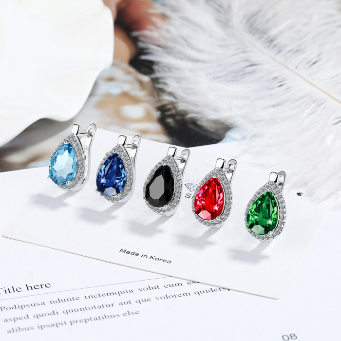 Chic Zircon Water Drop Hoop Earrings for Fashion Women Geometric Fine Jewelry Minimalist Accessories