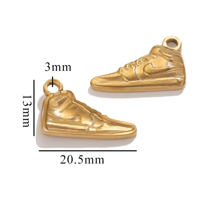 18K Charm Stainless Steel Sneaker High Heel Pendant DIY Men's and Women's Gold Necklace Earring Connector Wholesale