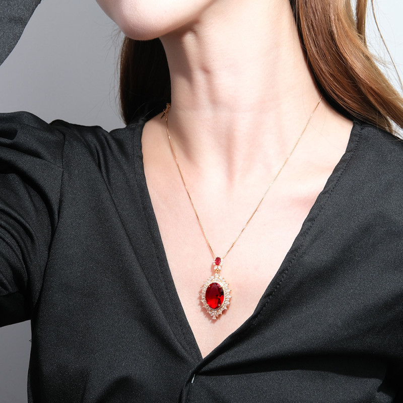 Exquisite Necklace for Women Elegant Colorful Water Drop Shaped Zircon Pendant Fashion Party Jewelry Gift