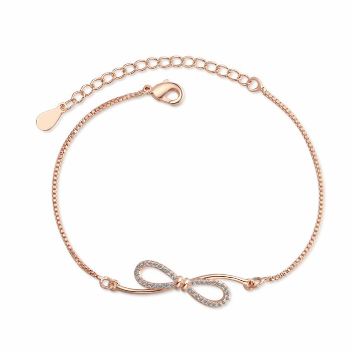 Fashion Bowknot Bracelet for Women Shiny Zircon Infinity Love Bracelet Wedding Party Jewelry Gifts