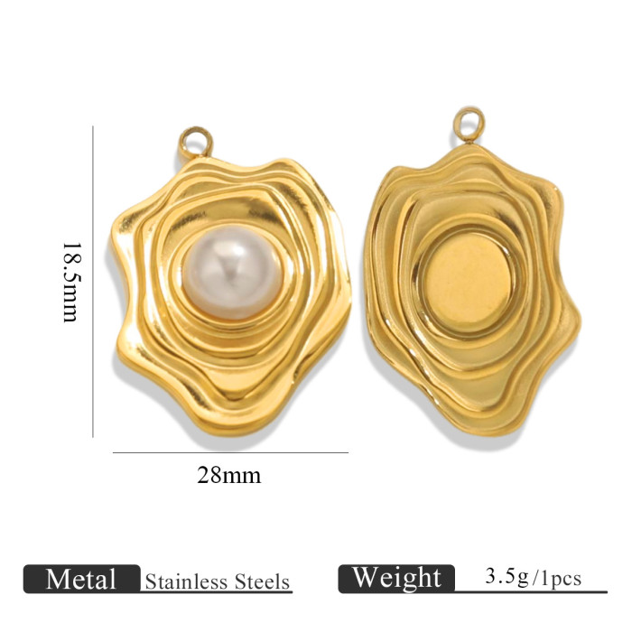 Stainless Steel Heart Sun Charms Imitation Pearl Pendants for DIY Delicate Necklace Accessories Jewelry Making Wholesale