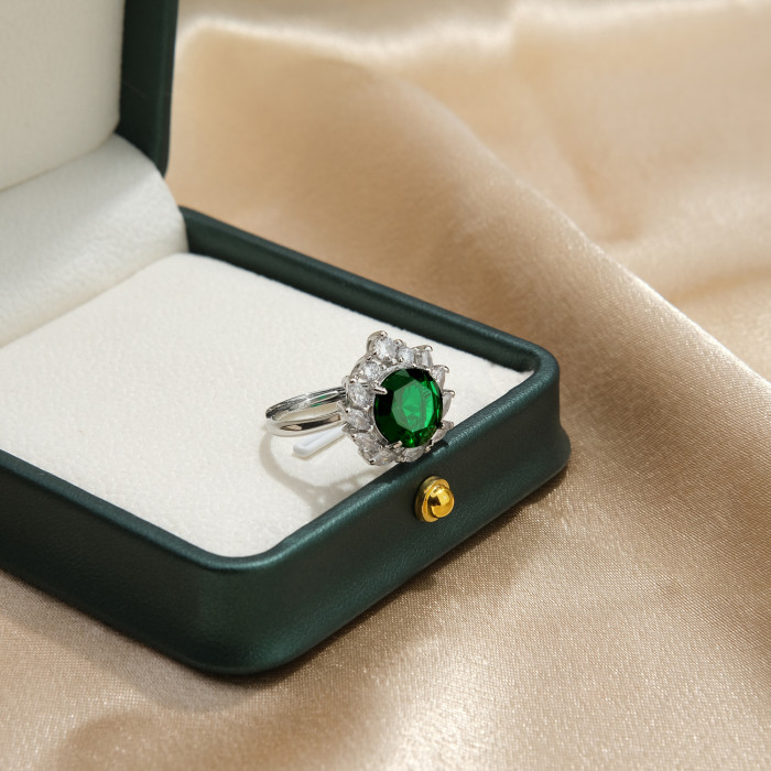 Elegant Fashion Sunflower Wedding Engagement Rings Shiny Cubic Zirconia Ring Jewelry