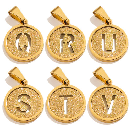Round Hollow 26 Letters Pendant Necklace Jewelry 18K Gold Plated Accessories Women Girls Gift