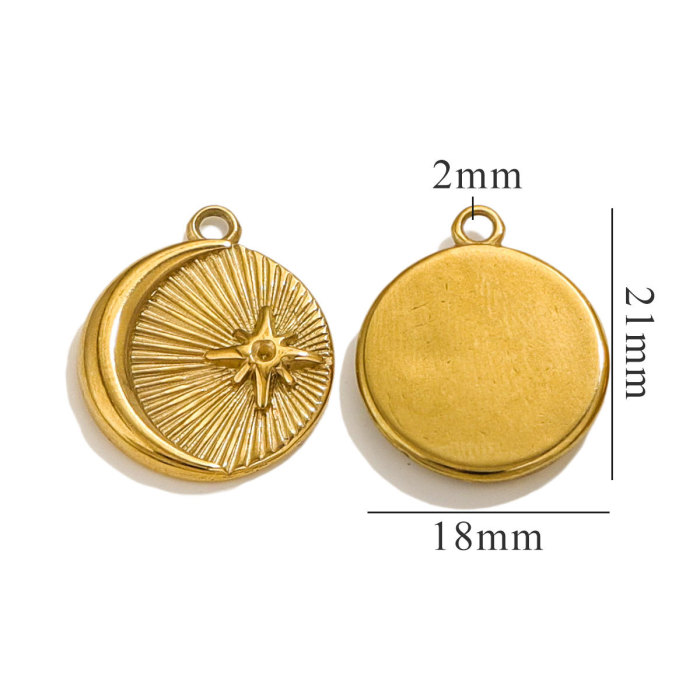 Stainless Steel Connector Gold Plated PVD Semi Skeleton Sun Moon DIY Necklace Bracelet Jewelry Making Accessories Mat...
