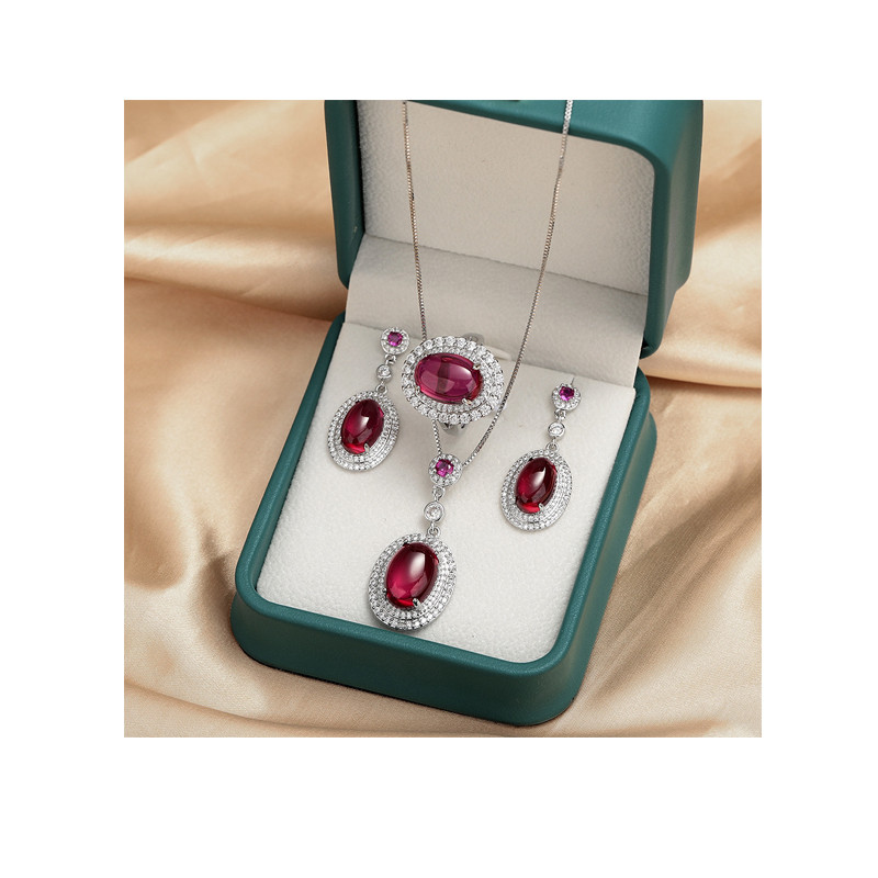 High Quality Gem Necklace Earring Ring Chain Fashion Jewelry for Women Wedding Birthday Gifts