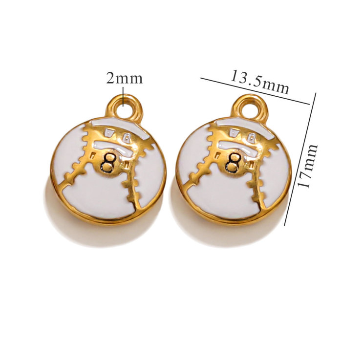 Enamel Round Ball Soccer Charm Sports Pendant Fit Bracelet Necklaces DIY Handmade Jewelry Finding Stainless Steel Accessory