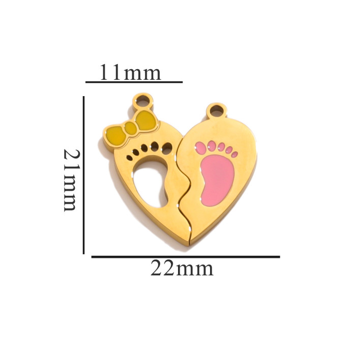 Fashion Best Friends Pendants Heart Enamel Metal Charms DIY Making Bracelets Necklace Women Jewelry Gifts
