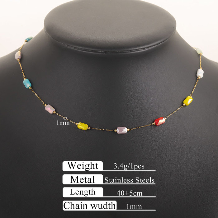 Stainless Steel Color Enamel Imitation Pearl Combination Chain Suitable for Women's Summer Beach Bracelet Foot Jewelry