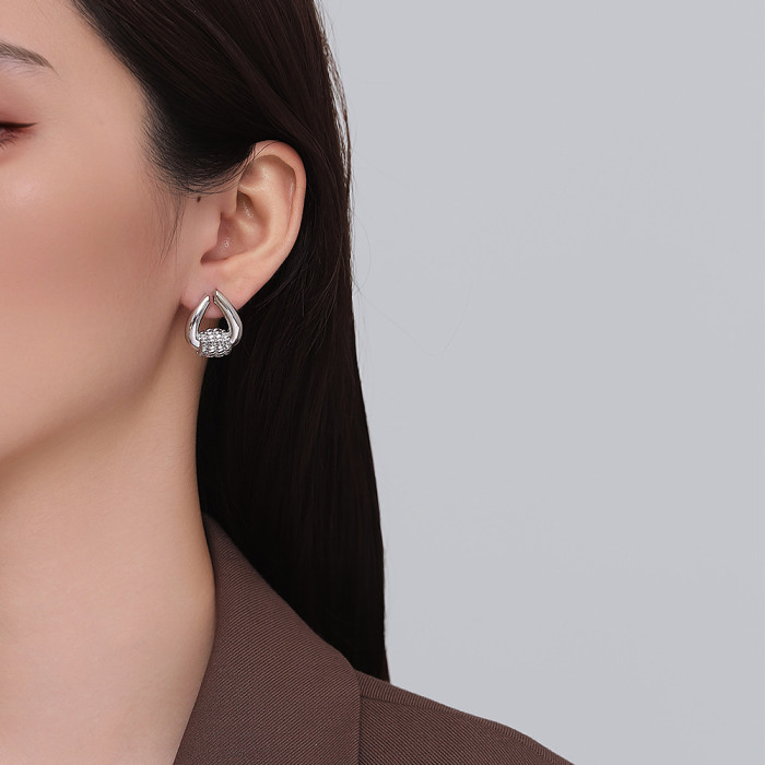 Fashion Design Gold  Plated Color Hammered Charm Stud Earrings for Women Trendy Girl Jewelry Gift
