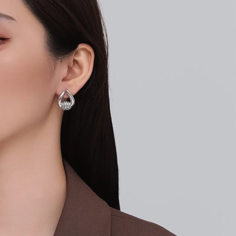 Fashion Design Gold  Plated Color Hammered Charm Stud Earrings for Women Trendy Girl Jewelry Gift