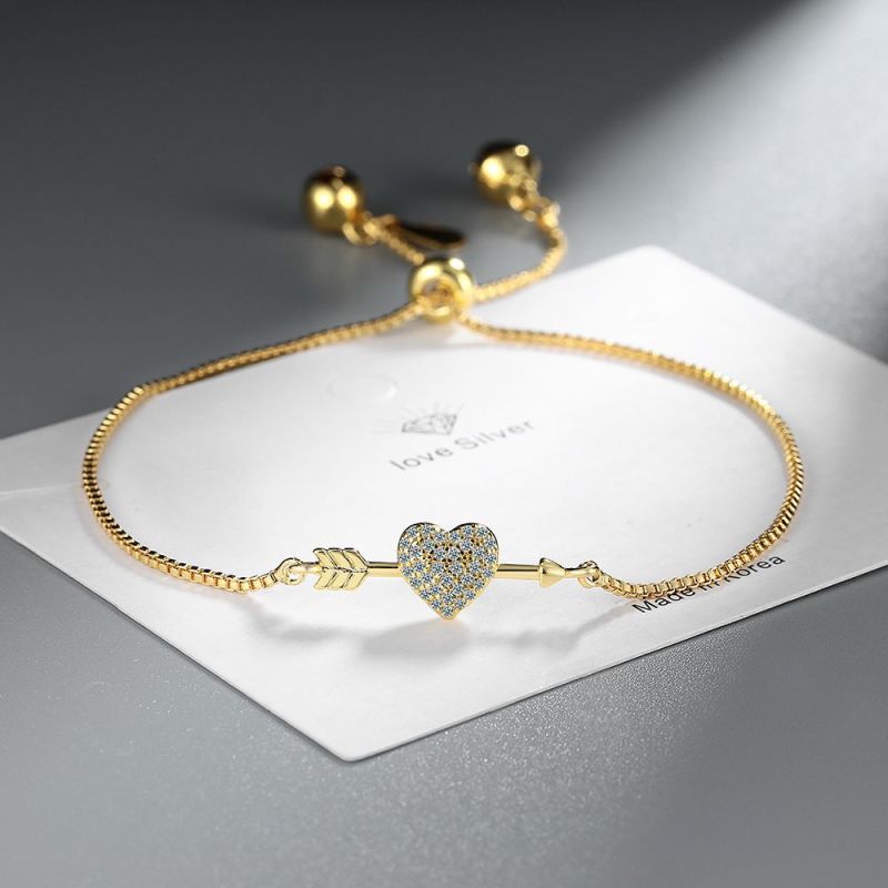 Cupid's Arrow Romantic Heart Bracelet for Women Wedding Valentine's Day Fine Jewelry