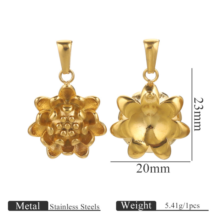 Stainless Steel Pendants Base Gold Plated Vintage Flowers DIY Women Jewelry Necklaces Bracelet Craft Making Accessories