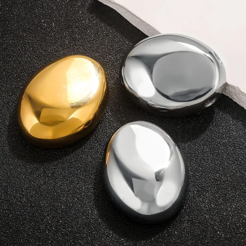 European and American Fashion Oval Pendant Stainless Steel Long Necklace For Women's Sweater Chain Colorless Jewelry Accessories