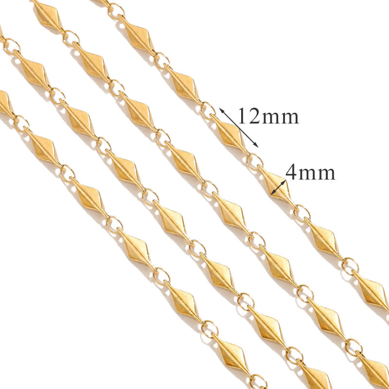 Stainless Steel Gold Rhombus Chain Roll Cuban Link Chain for Keychain Jewelry Making Materials Supplies DIY Wholesale