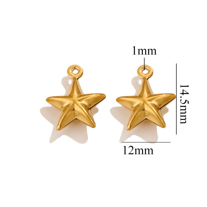 Stainless Steel Hollow Five-pointed Star Moon Pendant Waterproof Pvd Gold Plated Charm DIY Charm Earrings Chain Jewelry Making