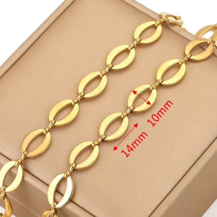 Stainless Steel PVD 18K Gold Plated Link Chain Big Rolo Cable Bulk Chains for Jewelry Making Necklace Bracelet Accessories