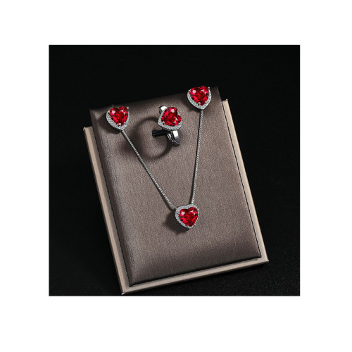 Original Heart Red Gem for Women Fashion Clavicle Chain Wedding Jewelry Party Gift