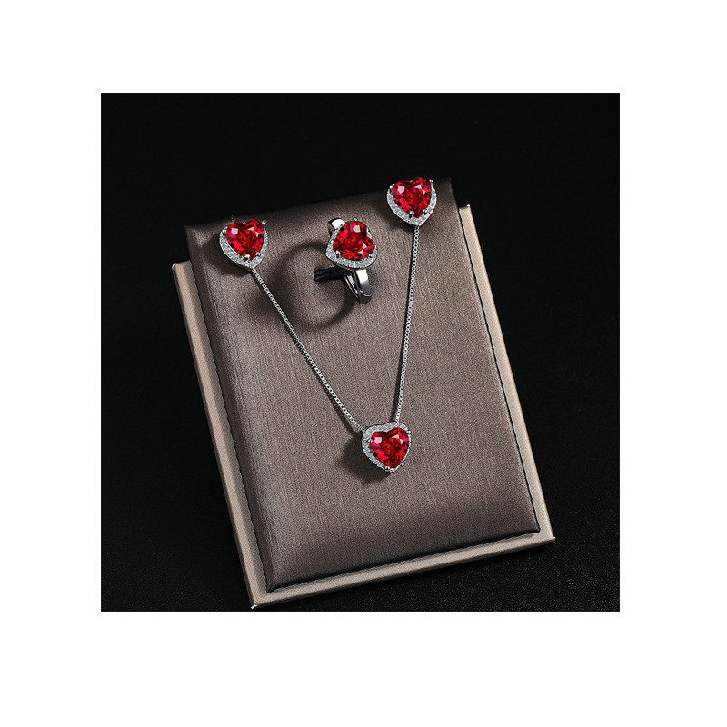 Original Heart Red Gem for Women Fashion Clavicle Chain Wedding Jewelry Party Gift