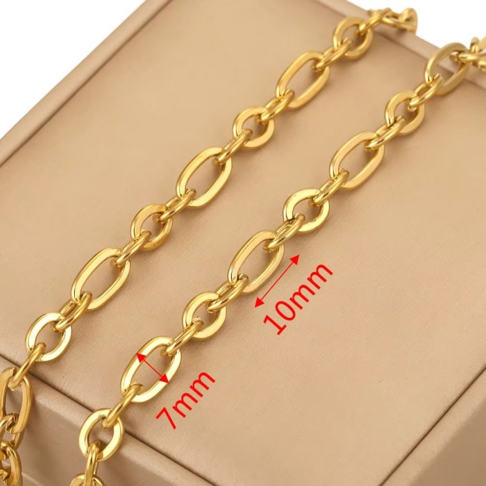 Stainless Steel PVD 18K Gold Plated Link Chain Big Rolo Cable Bulk Chains for Jewelry Making Necklace Bracelet Accessories
