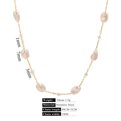 2025 Fashion Gold Color Stainless Steel Pearl Choker Necklace Bracelet for Elegant Women Wedding Jewelry