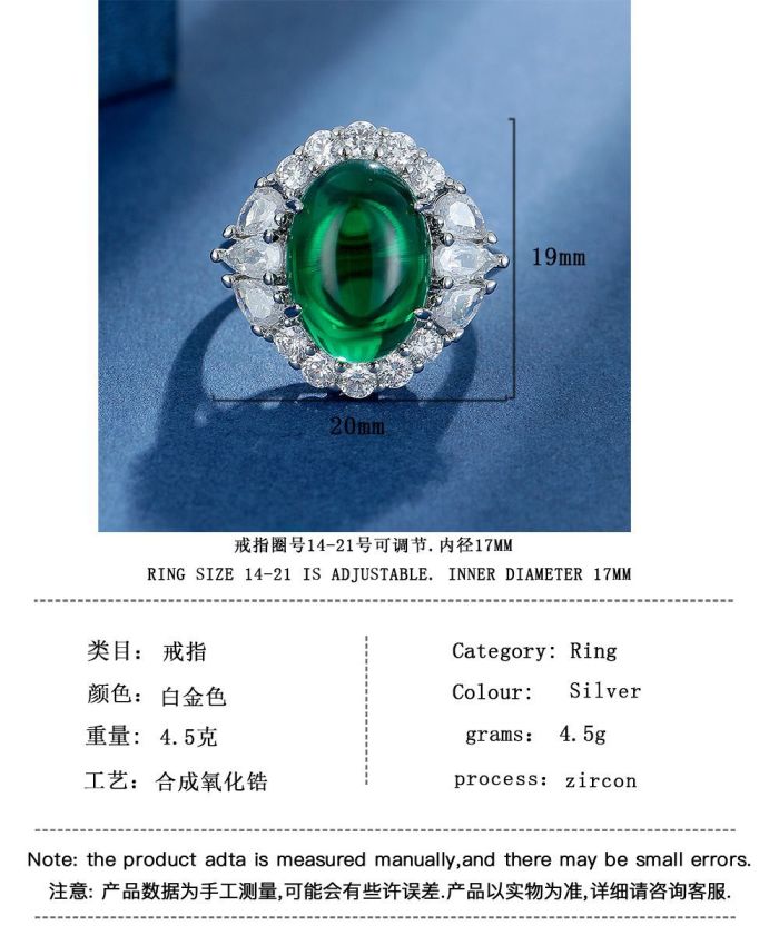 Wholesale Fashion Jewelry green  Agate Special Ring For Women Feature Concise Namour Charm Gift Seasons