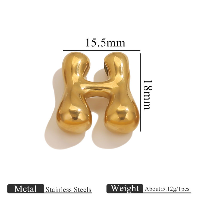 Polished Bubble Letter Pendant for Necklaces Initial Name Custom Necklace Gold Plated Jewelry Making Supplies