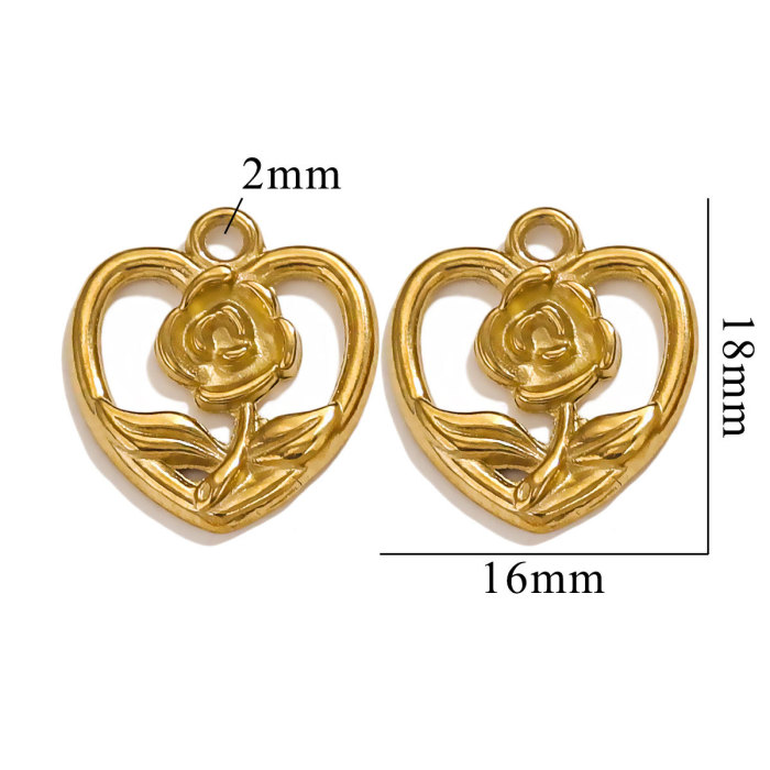 Gold Stainless Steel Sunflower Rose Flower Necklace Pendant DIY Jewelry Manufacturing Fashion Accessories Wholesale