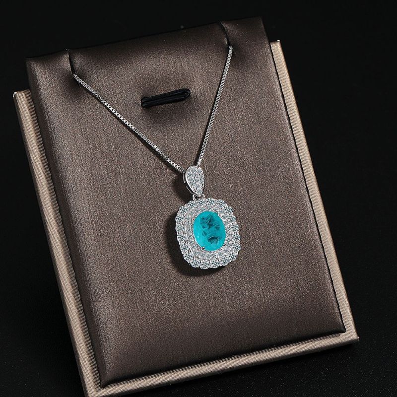 Oval Shape Tourmaline Gemstone Jewelry for Women Necklace Ladies Trendy Vintage Jewelry Gift