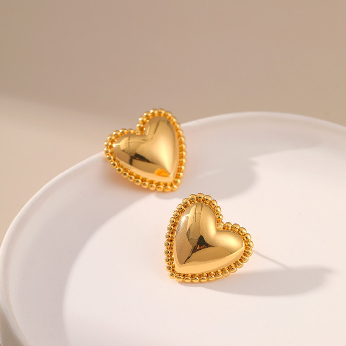 Copper Plated 18K Gold Europe and the United States Unique Personality Hollow Heart Earrings Women Popular Jewelry Bi...