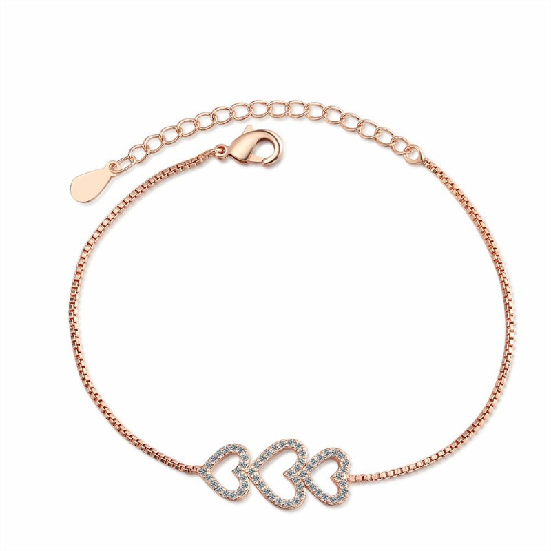 Love Heart Bracelet Elegant Cubic Zirconia Charm Chain Romantic Jewelry Gifts for Women